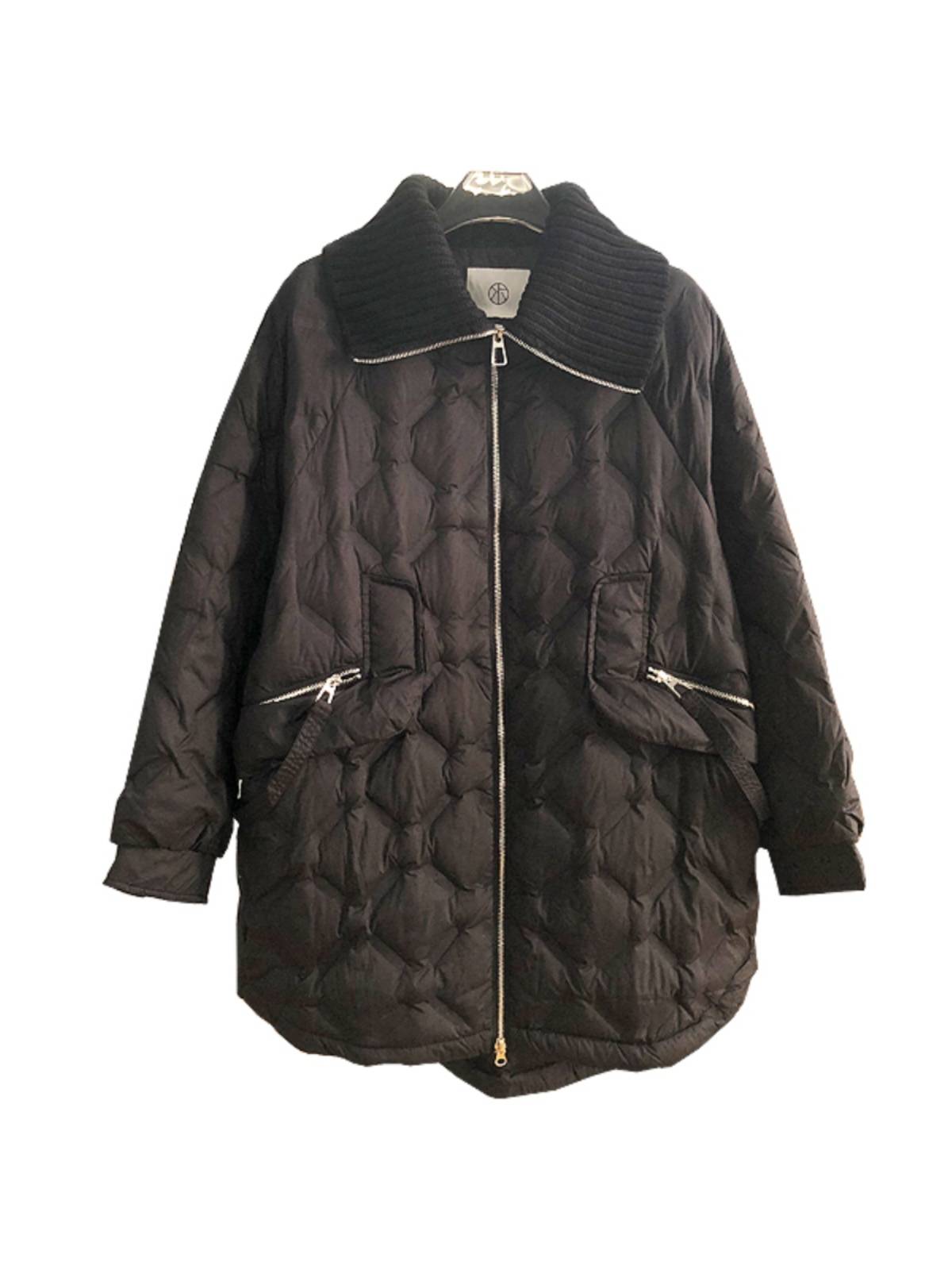 European goods knitted collar stitching design feel down jacket large size