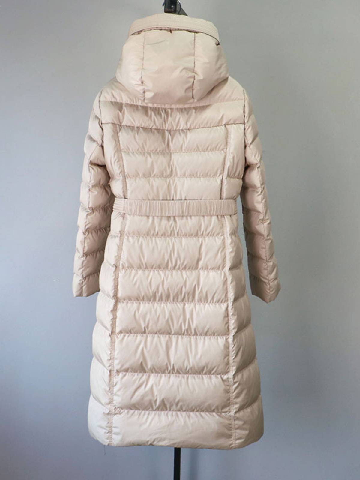 2023 Winter Korean down jackets in the long -style white goose velvet pure color connecting hooded and thinner warm zipper jacket