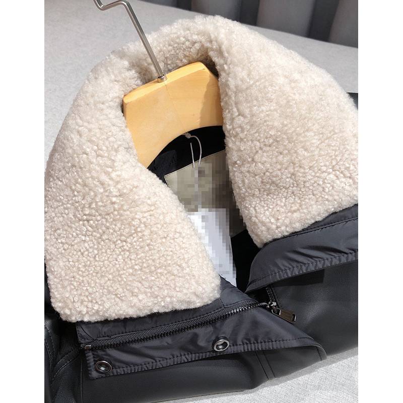 23 Winter new high -end female leather jacket jacket jacket leather sheepskin leather is simple and loose and versatile