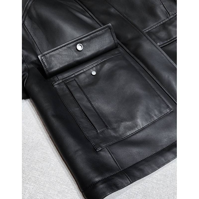 23 Winter new high -end female leather jacket jacket jacket leather sheepskin leather is simple and loose and versatile