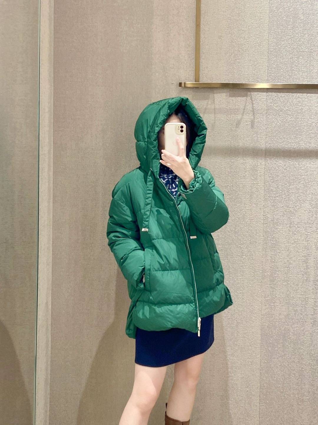 Emerald double -sided wearing emerald white goose down jacket