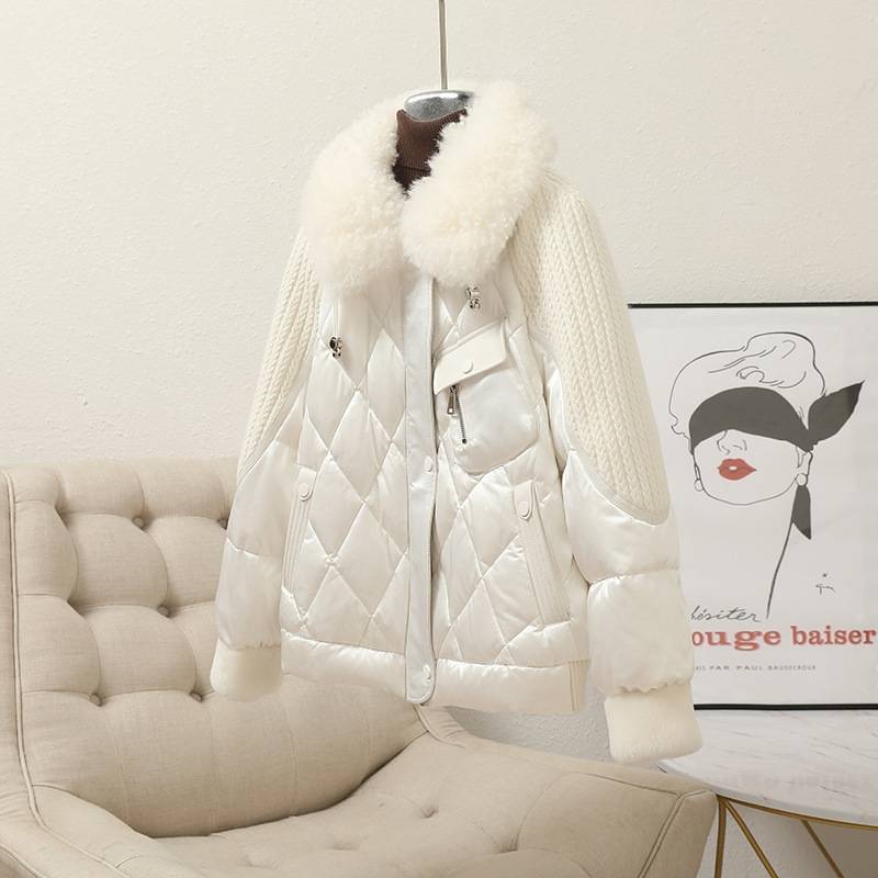 European and American wind cow goods exported to Russian down jackets female short white goose velvet Korean version of fashion high -level jacket