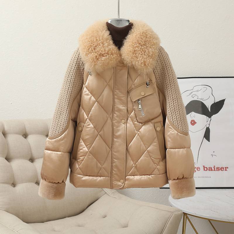 European and American wind cow goods exported to Russian down jackets female short white goose velvet Korean version of fashion high -level jacket