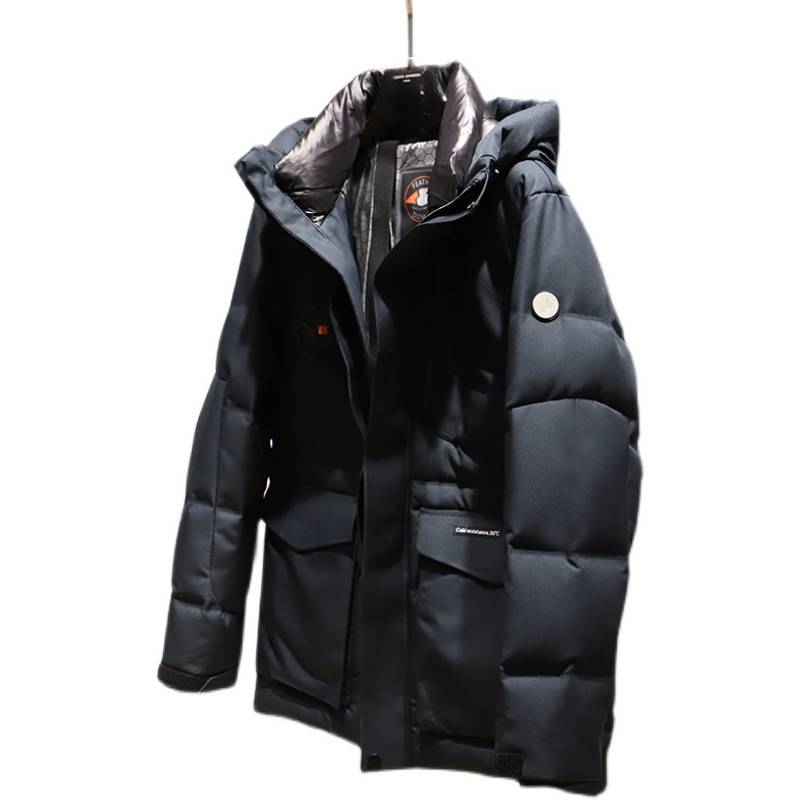 Men's thickened outdoor mid -length down jacket