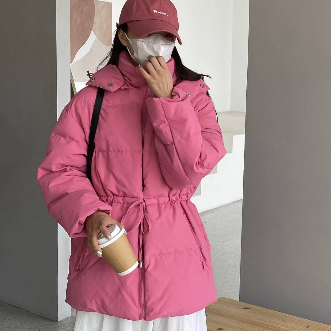 Lost money to clear the goods South Korea Dongdamen Original Single Disassembly Connecting Hooding Waist Duck Duck down jacket Middle Long down jacket female