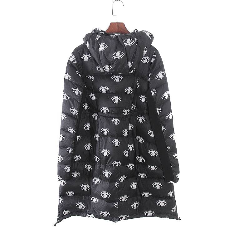 Fashion versatile printed hooded warm down jacket