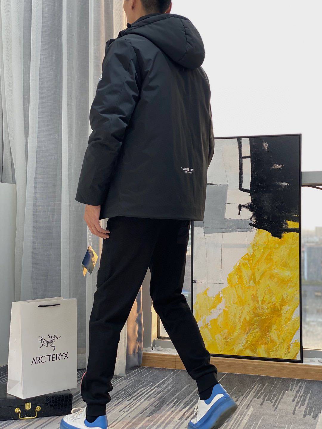 Men's new Tagkita/her and other gray black winter heating outdoor repair hooded down jacket