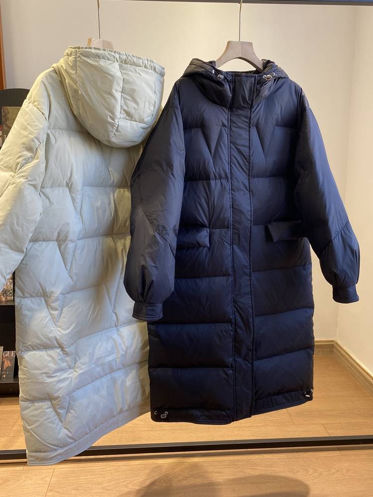 Korean version of long white duck down jacket