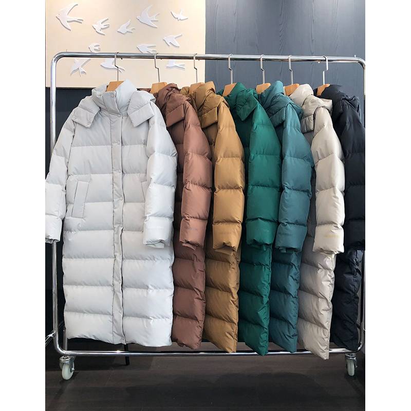Yoga Sports Leisure Puff Jiu Ge long overlays, hoods, thick long -sleeved down jackets, women autumn and winter