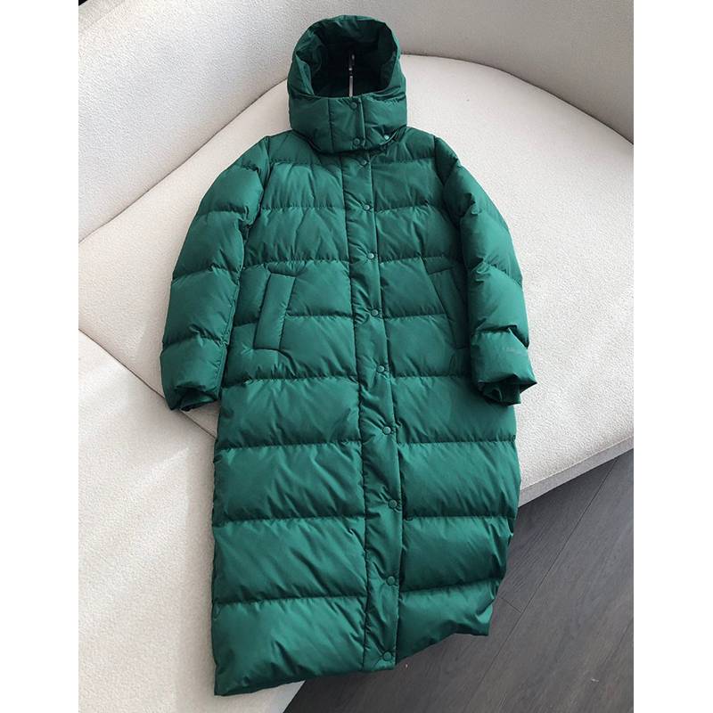Yoga Sports Leisure Puff Jiu Ge long overlays, hoods, thick long -sleeved down jackets, women autumn and winter