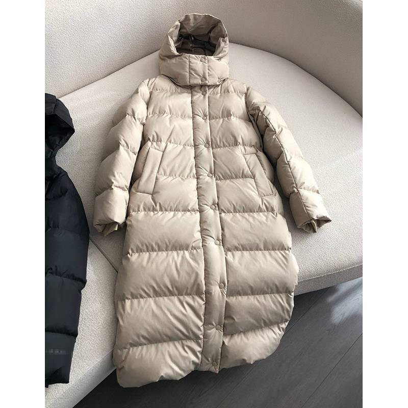 Yoga Sports Leisure Puff Jiu Ge long overlays, hoods, thick long -sleeved down jackets, women autumn and winter
