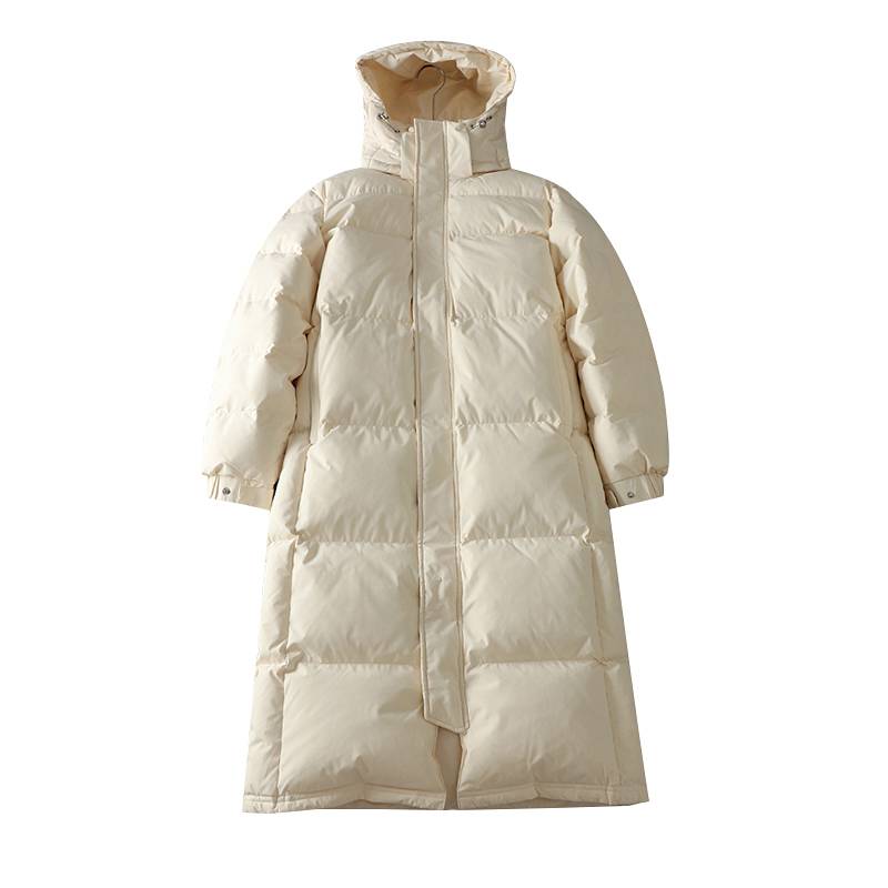 Middle -length stand -up collar hooded down jacket
