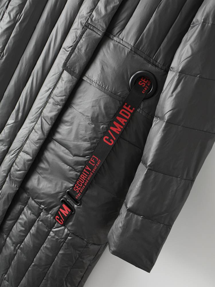 Middle -length hooded 90 white goose down jacket jacket