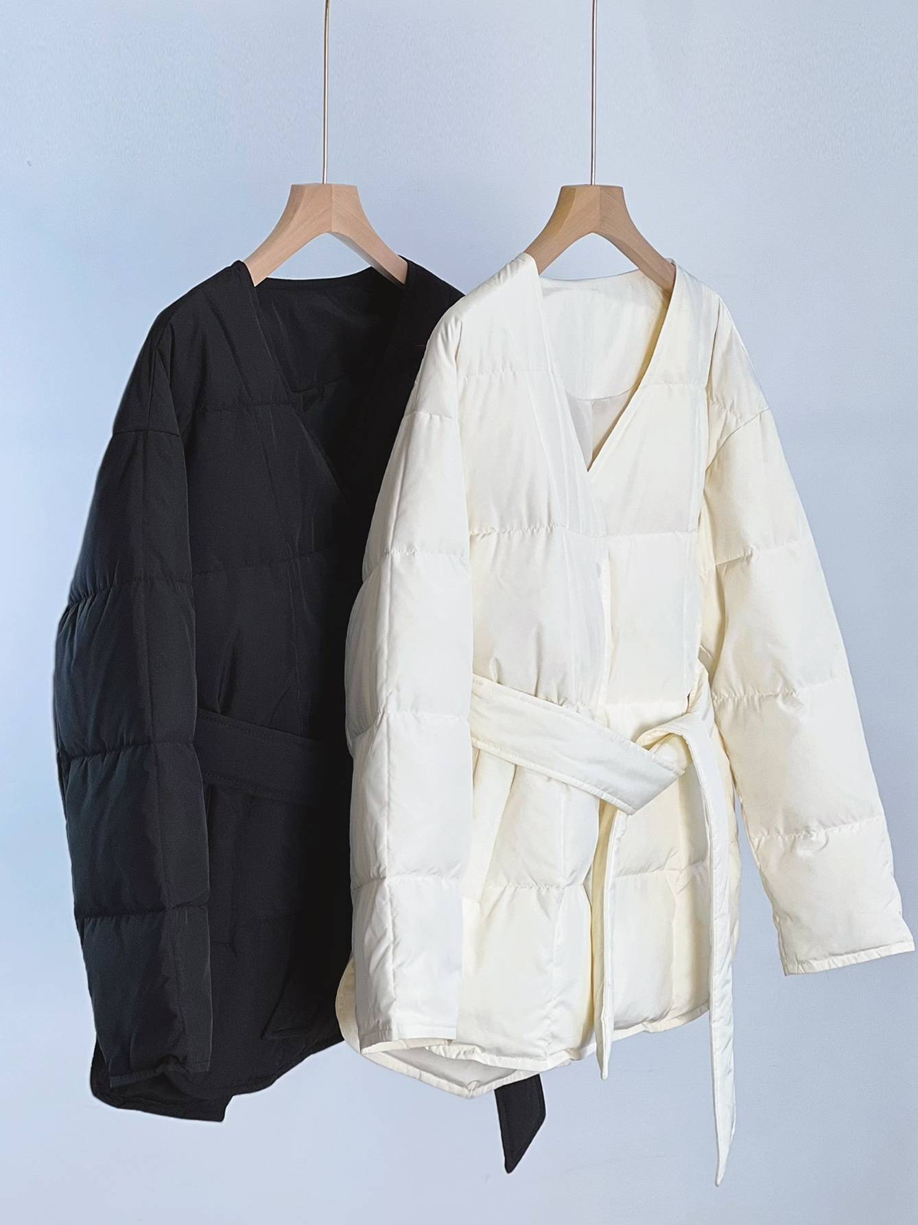Two -piece of knitted shawl two -piece mid -length down jacket