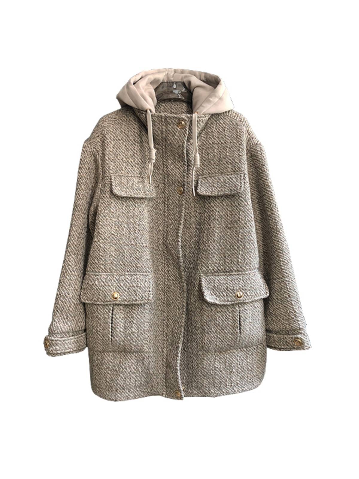 European cargo hooded woolen down jacket large size