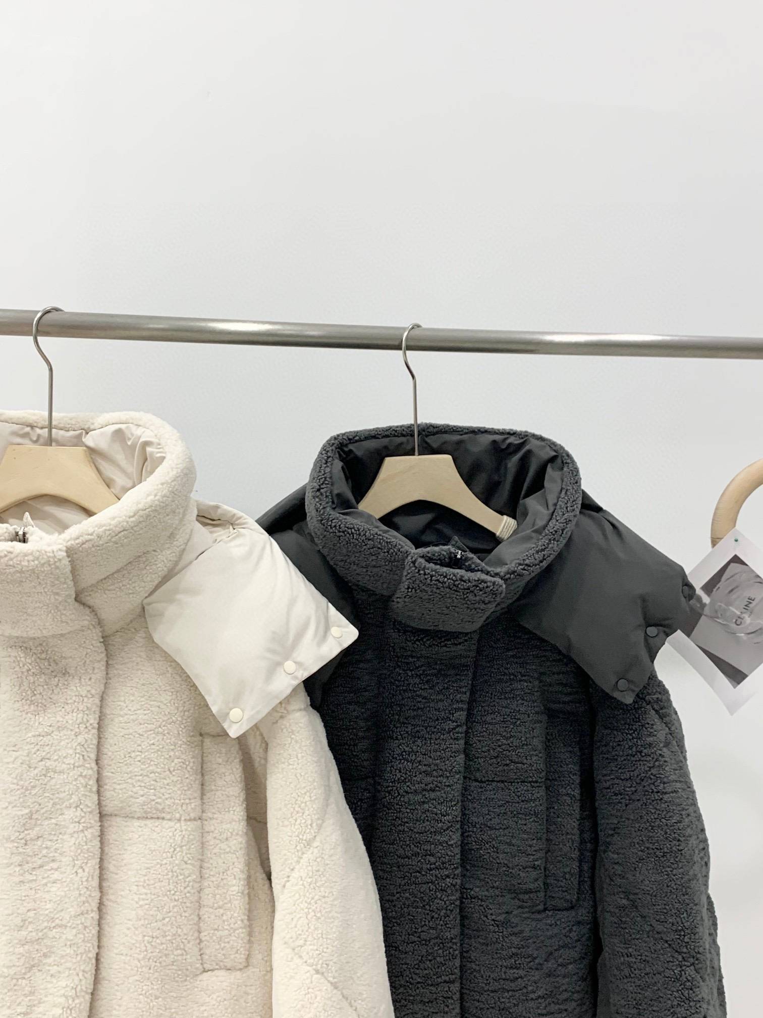 Korean original single lamb hair String white goose velvet warm jacket can remove hooded short down jacket women