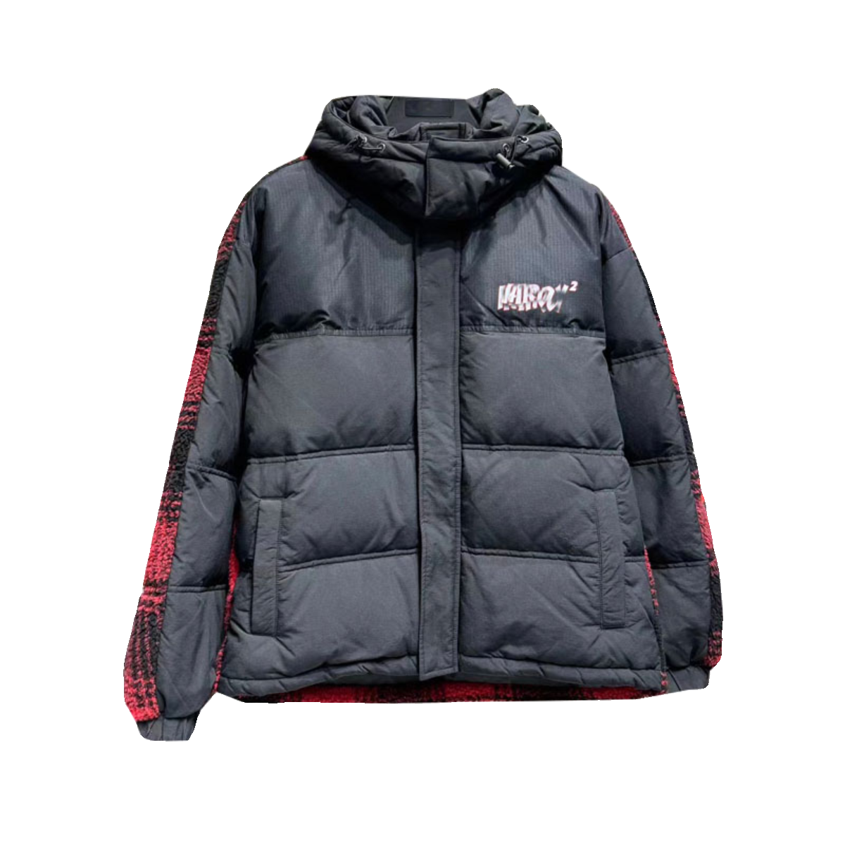 Men's fashion hooded stitching fabric down jacket