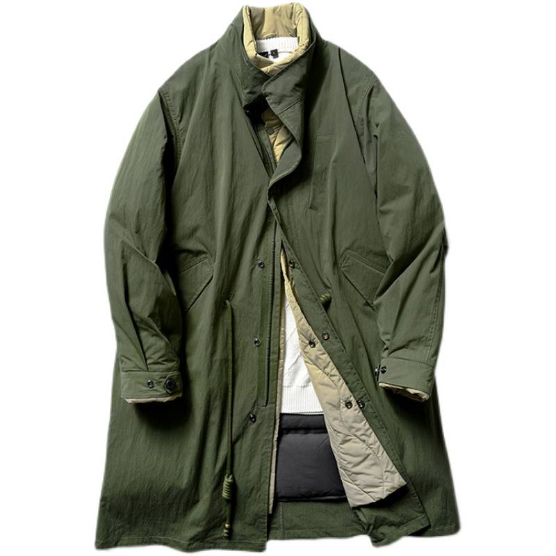 Fake two -piece end collar long down jacket