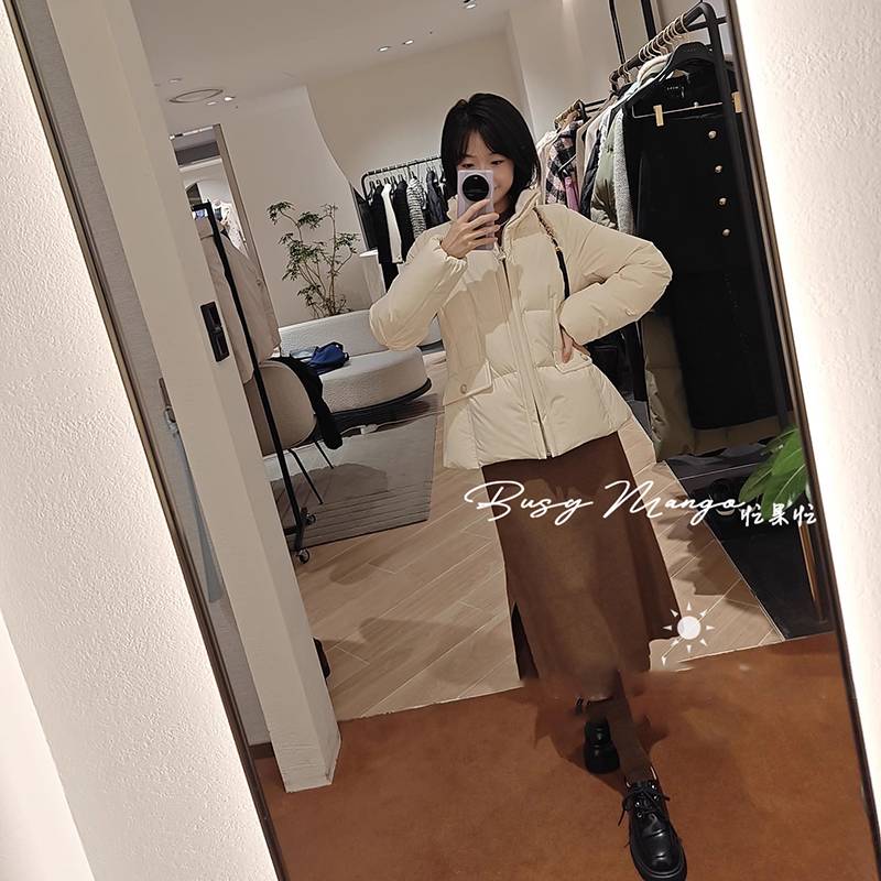 Standing collar waist folds, commute down jacket coat jacket