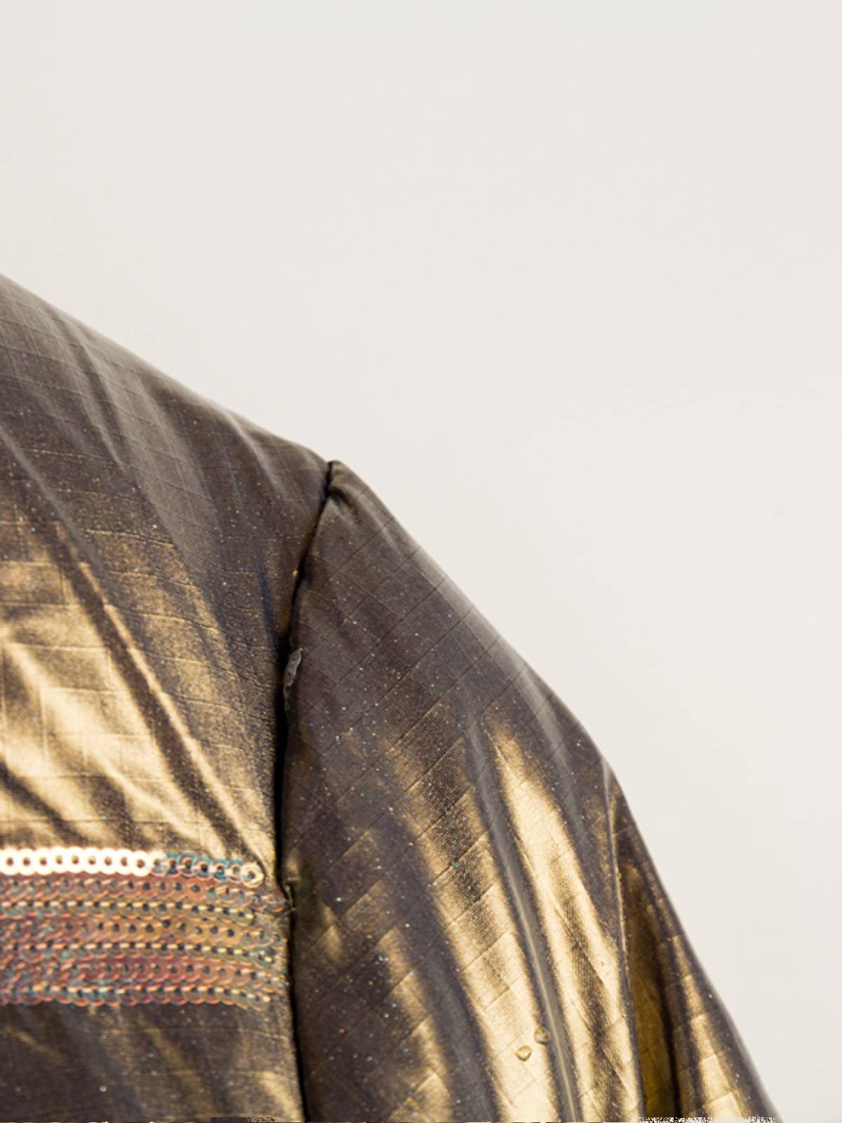 Comfortable sequins stand up to long -sleeved zipper cotton jacket