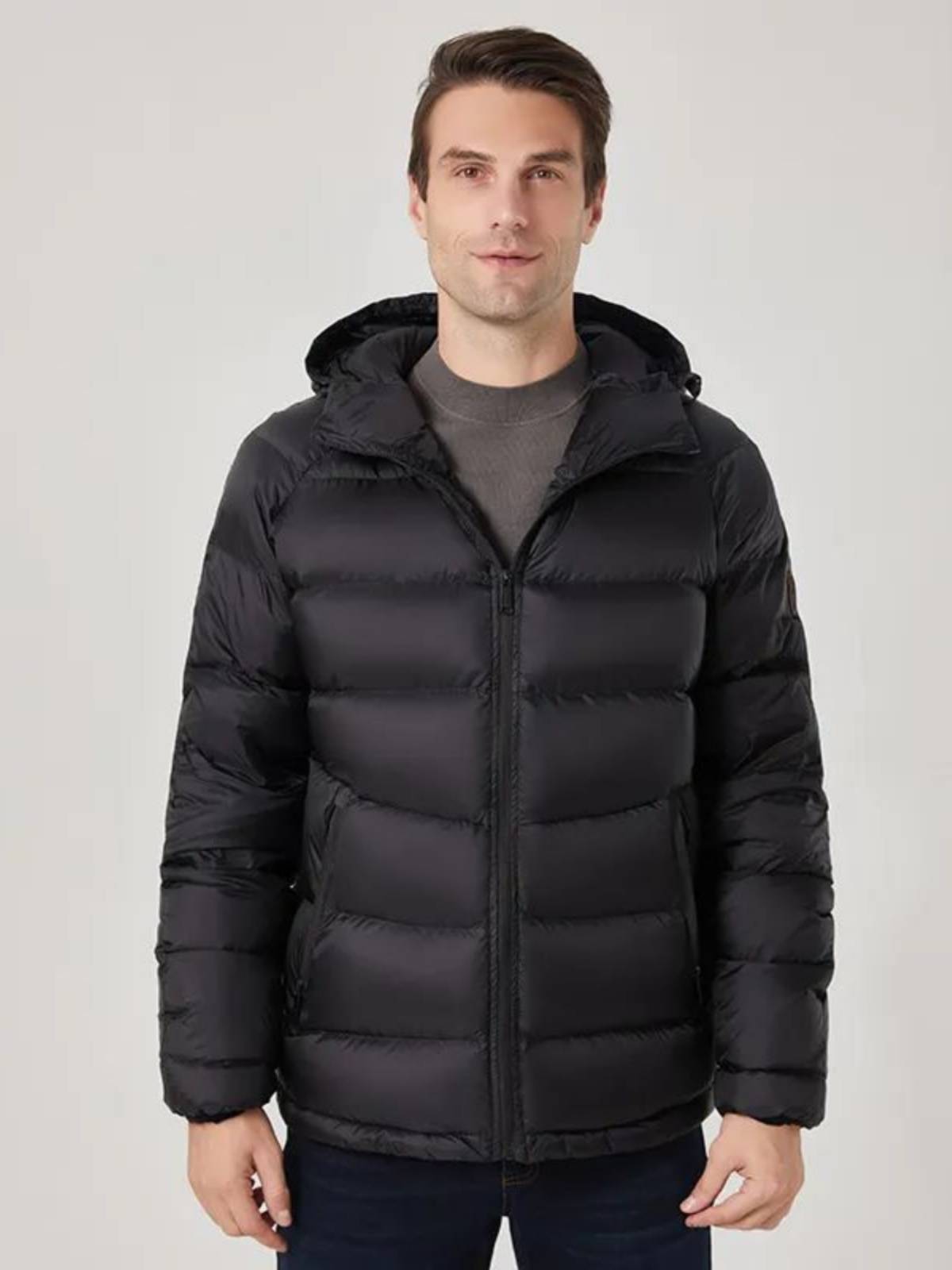 Italian outdoor high -end!Graphene spontaneous heating!600 Penglian Hat White Duck down jacket Top Male 0.7