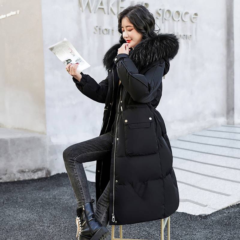 The counter exit the original tail single women's big -name cutting the white duck down jacket women's large size thickened drawing rope jacket