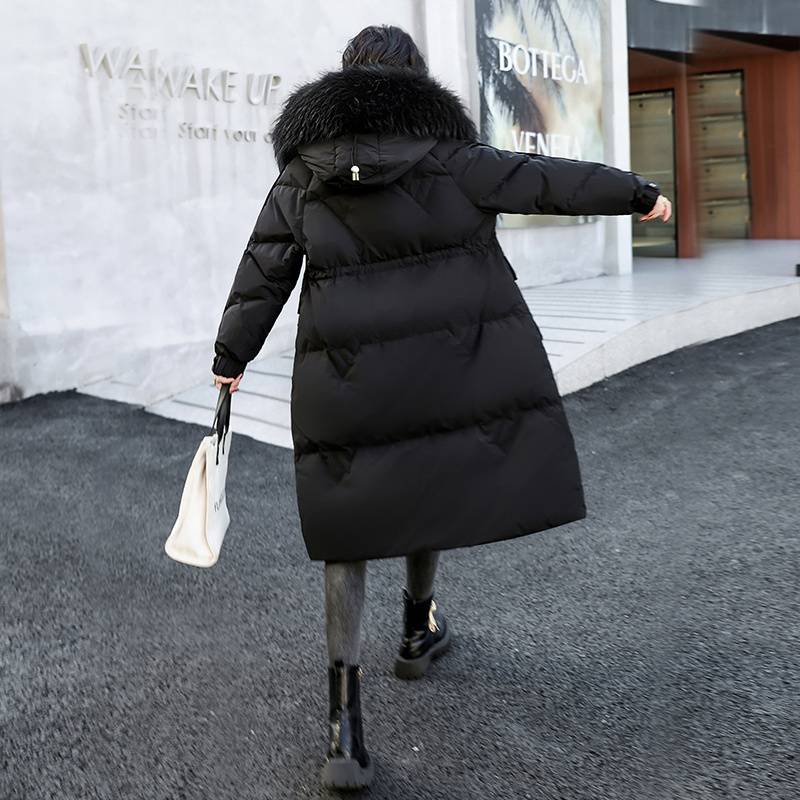 The counter exit the original tail single women's big -name cutting the white duck down jacket women's large size thickened drawing rope jacket