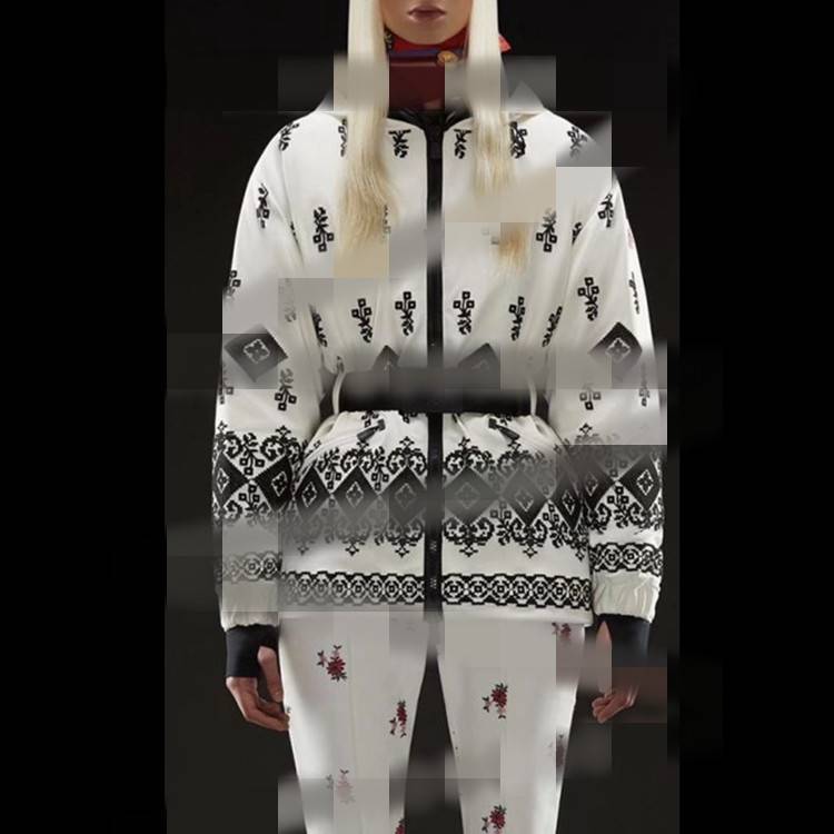 Pure -colored straight embroidered full goose velvet hooded down jacket female