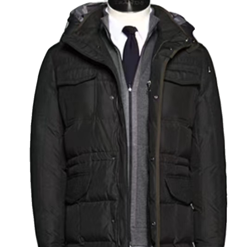 Trans business casual down jacket standing collar mid -length