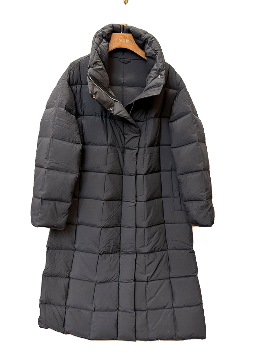 Middle -length stand -up collar tall goose velvet down jacket