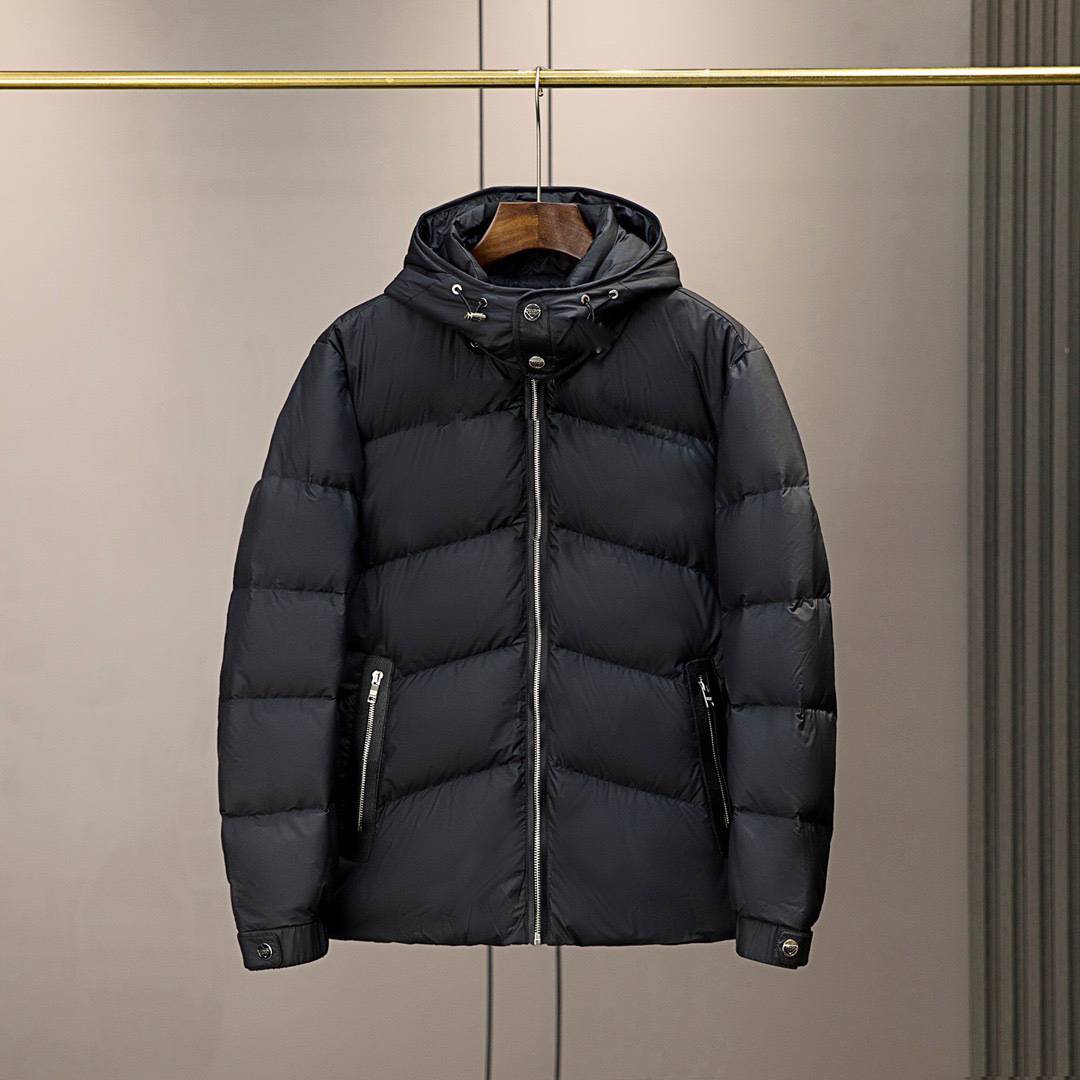2022 autumn and winter stand -collar down jacket jacket metal badge to keep warm and thicker city casual top coat men's and women's wave