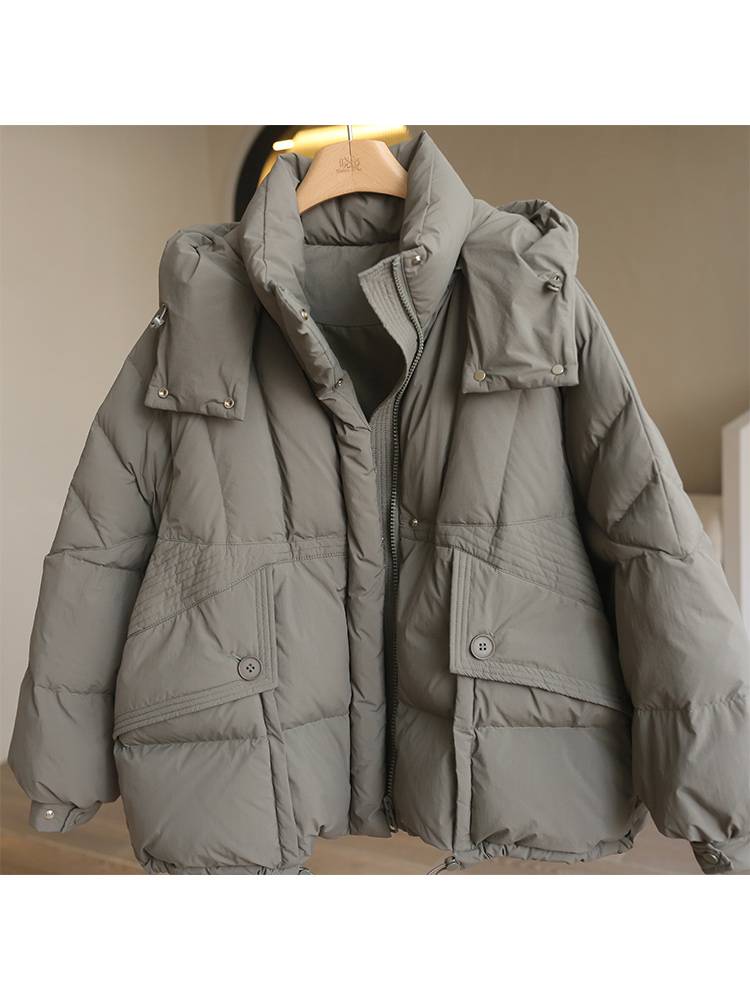 Simple and leisure thickened and warm -up collar neck down jacket