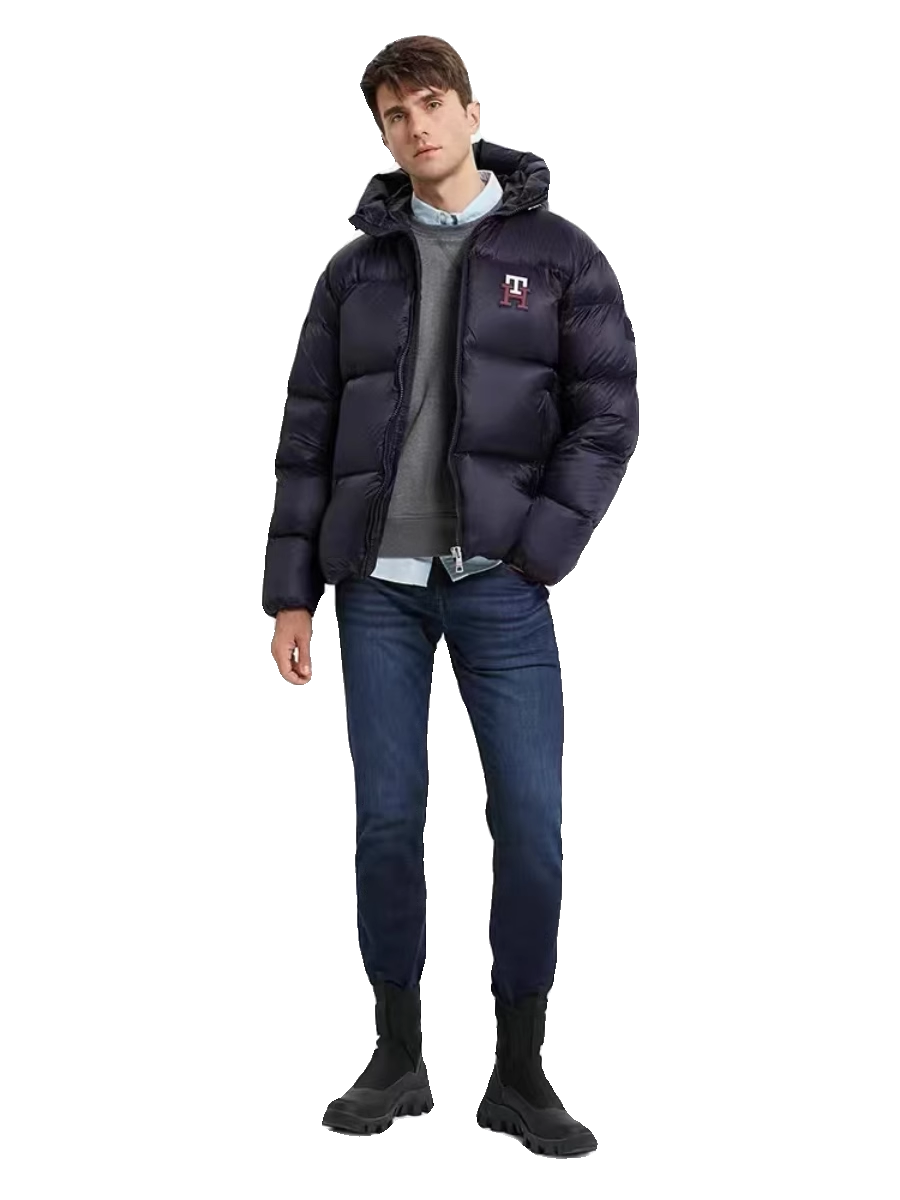 2023 Winter new men's solid color thickened warm duck down casual hooded lightweight down jacket coat men