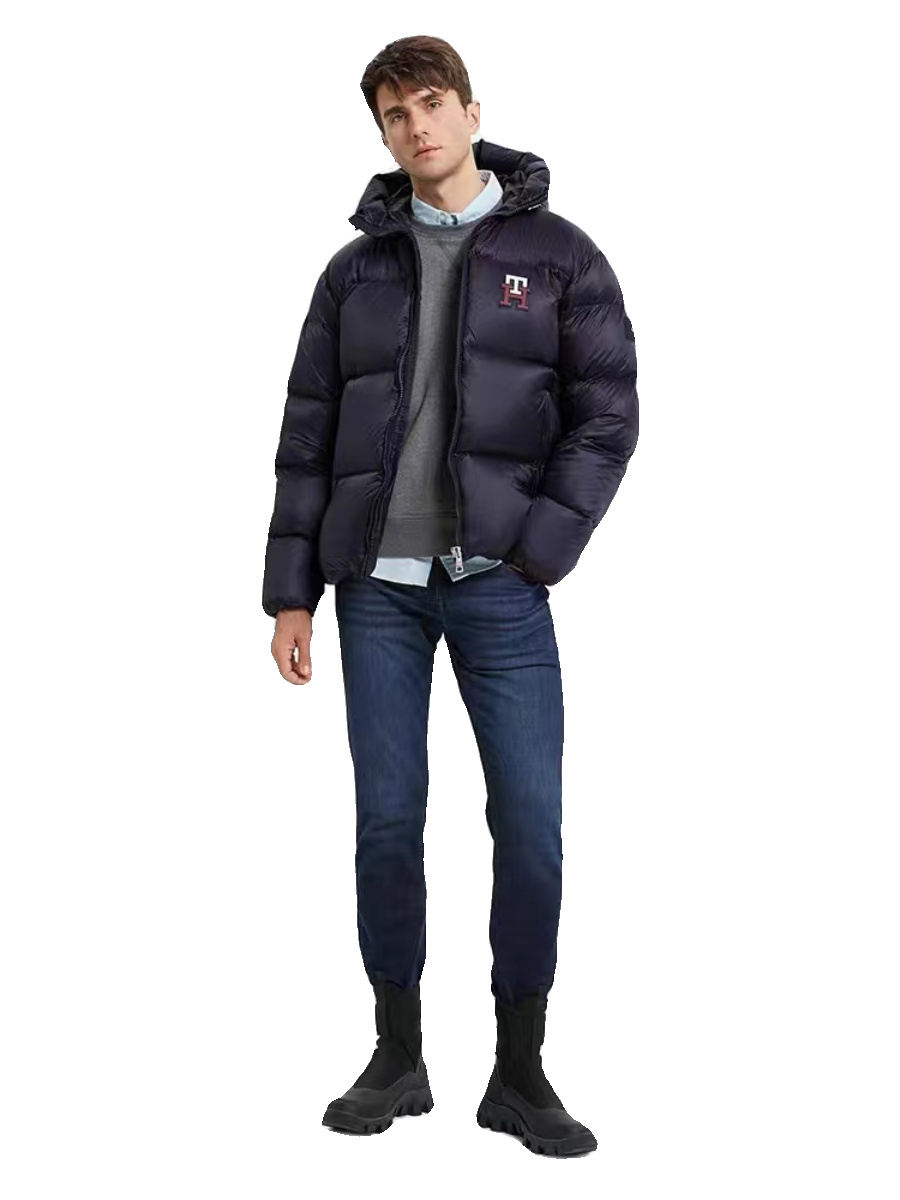 2023 Winter new men's solid color thickened warm duck down casual hooded lightweight down jacket coat men