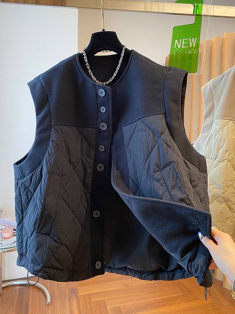 Mao woolen stitching down vest women's winter wearing