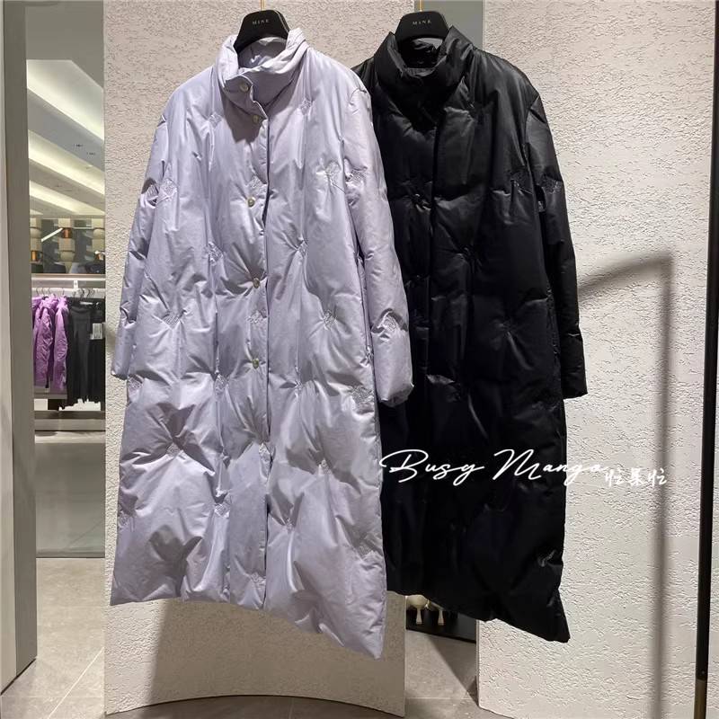 Goose velvet ~ min ~ Korean stand -up embroidery commute, thick loose, thin down jacket coat v