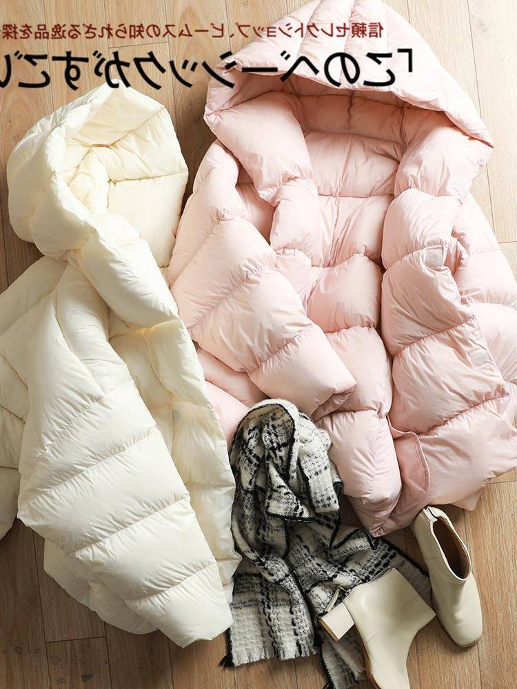 White goose velvet thickened short bread hooded down jacket girl
