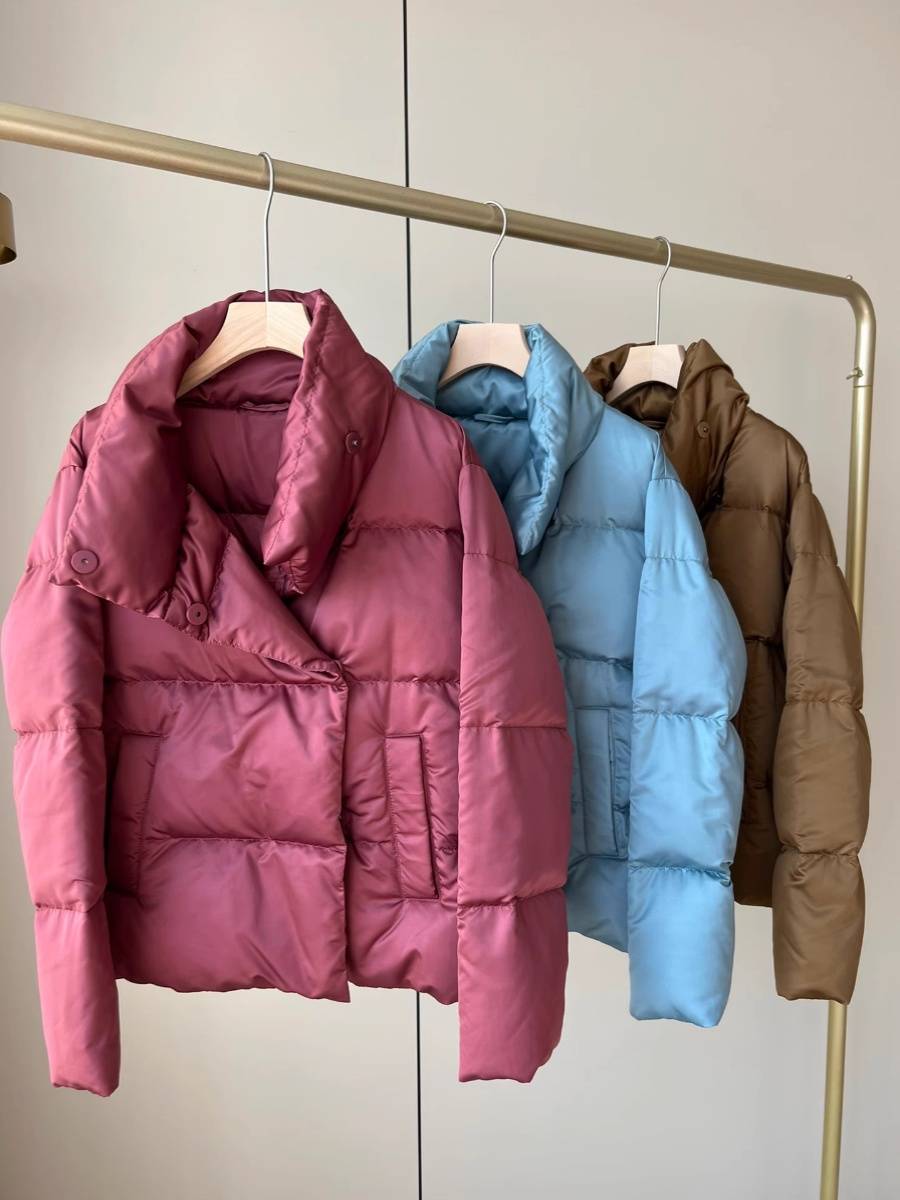 Short -thick thickened winter down jacket standing collar