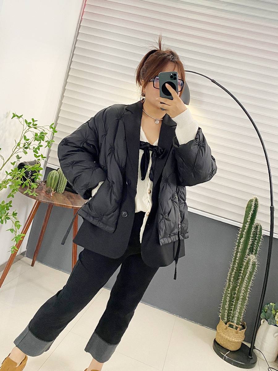 European goods design fake 2 pieces of stitching down jacket size