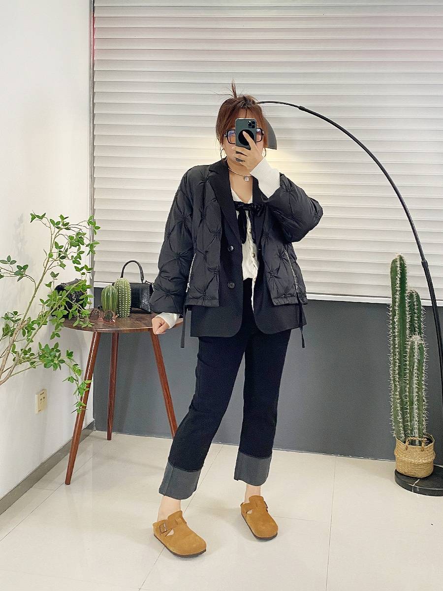 European goods design fake 2 pieces of stitching down jacket size