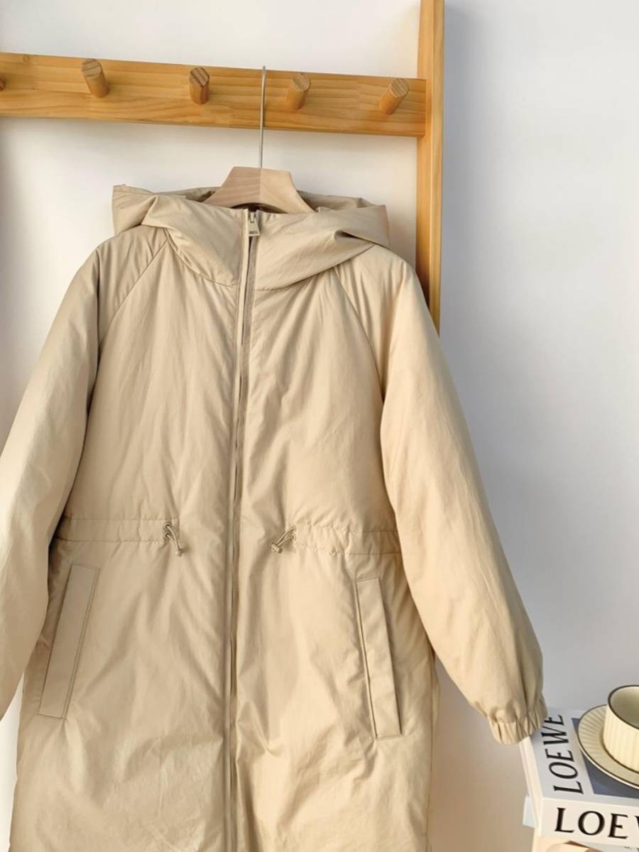 90 white goose down medium long down jacket