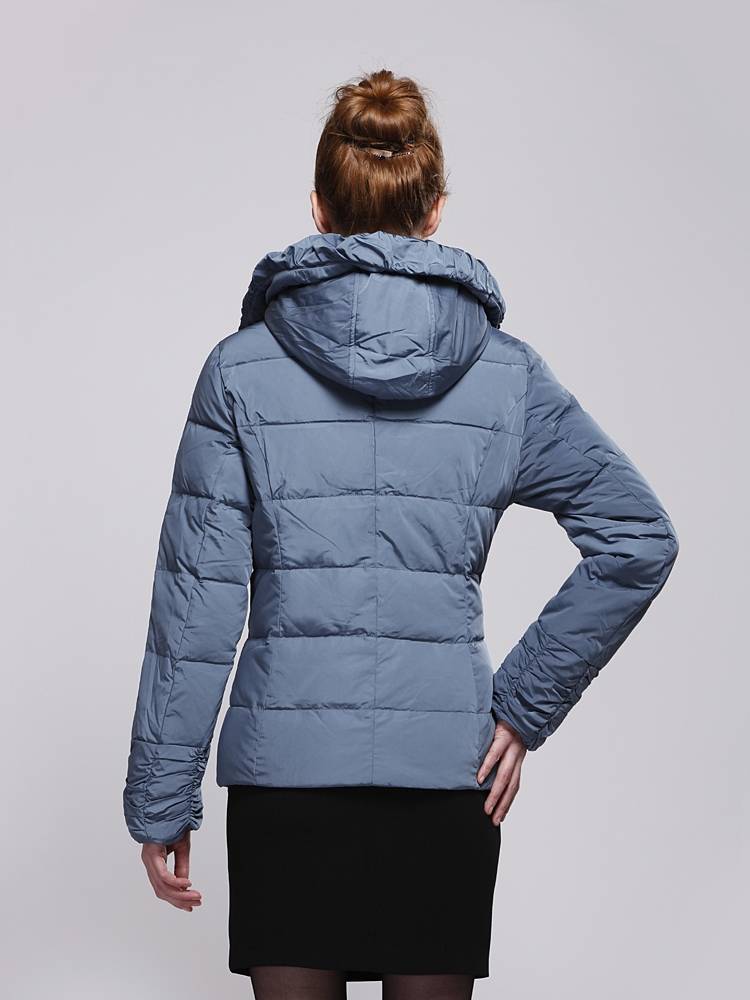 Thick mid -length down jacket slim hooded down down