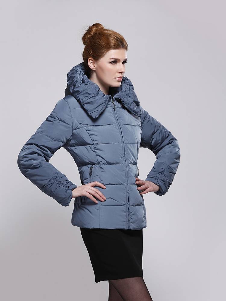 Thick mid -length down jacket slim hooded down down