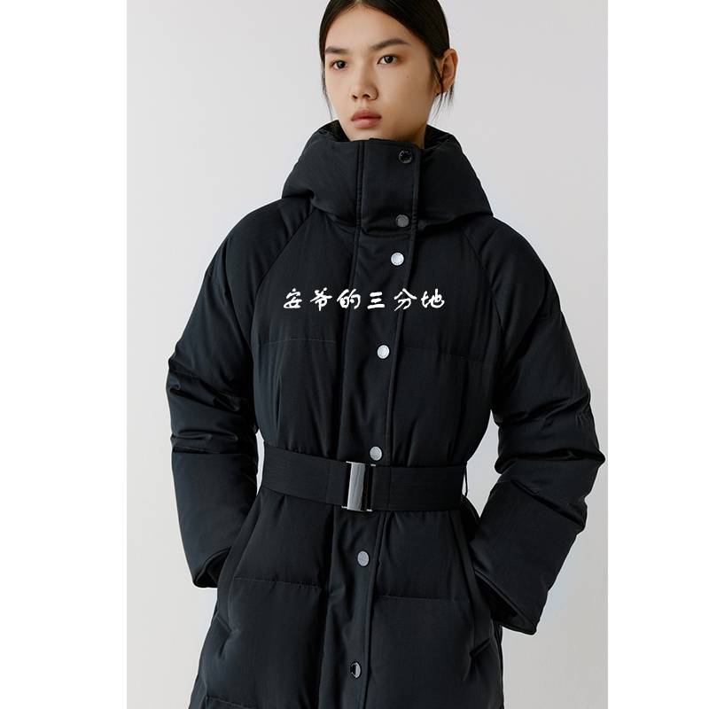 New wool white goose velvet hooded down jacket/