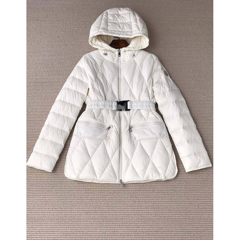2023 New down jacket Female short hooded and slim waist Fashionable high -end white goose puffy coat