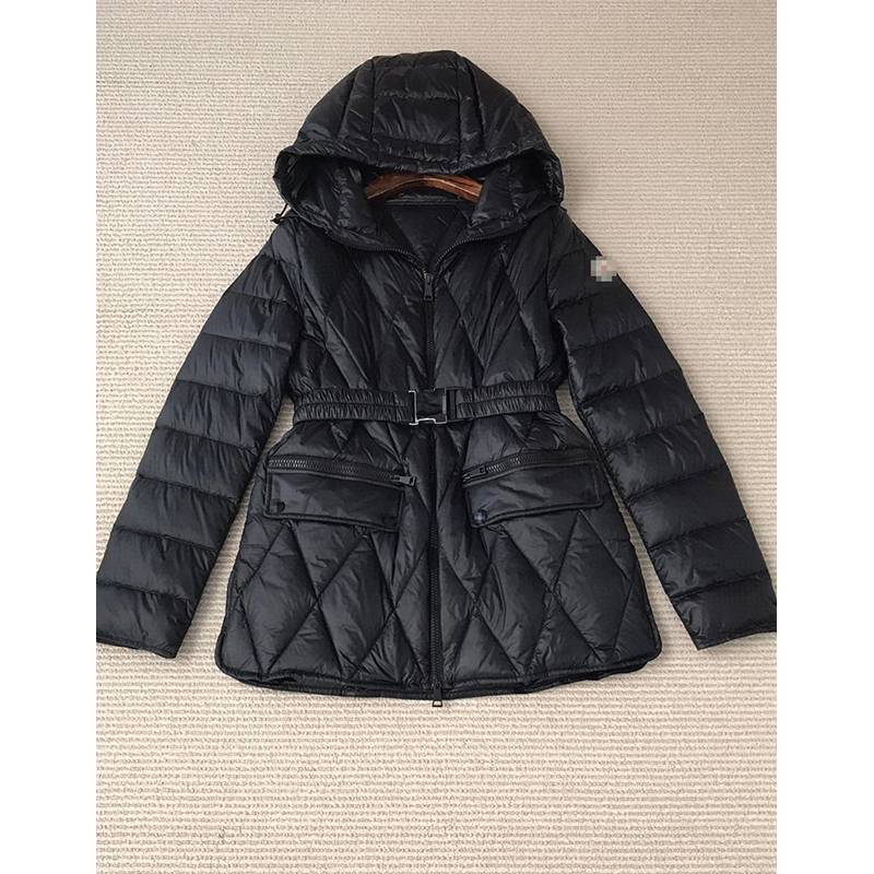 2023 New down jacket Female short hooded and slim waist Fashionable high -end white goose puffy coat