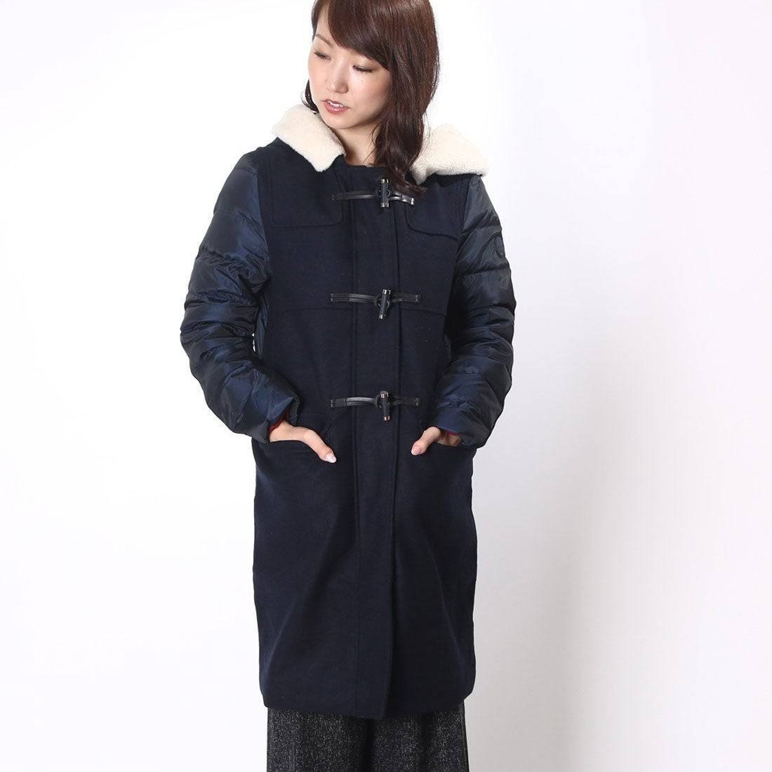 Mao Woo stitching mid -length down jacket