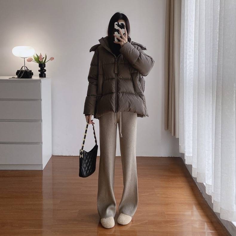 Three -proof fabric removable hooded slit down jacket