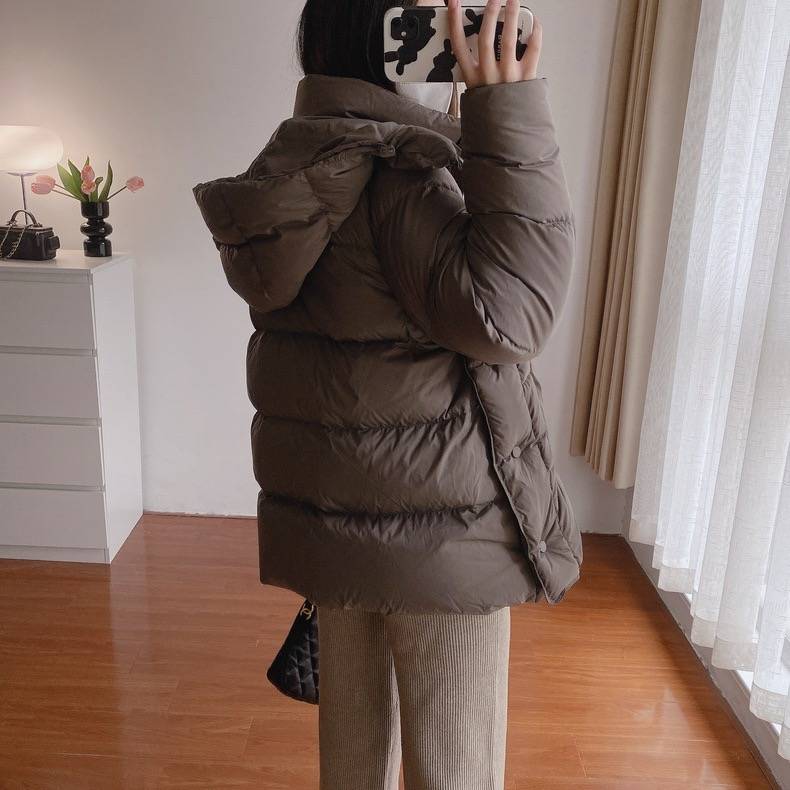 Three -proof fabric removable hooded slit down jacket