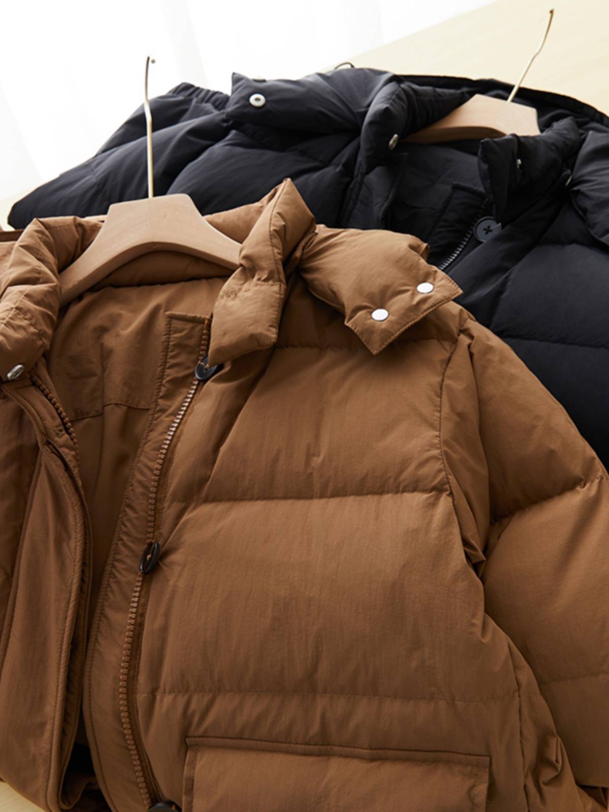 Thicked warm white duck down hooded down jacket jacket